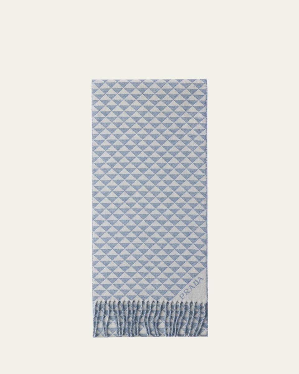 Triangle-Print Cashmere & Wool Scarf